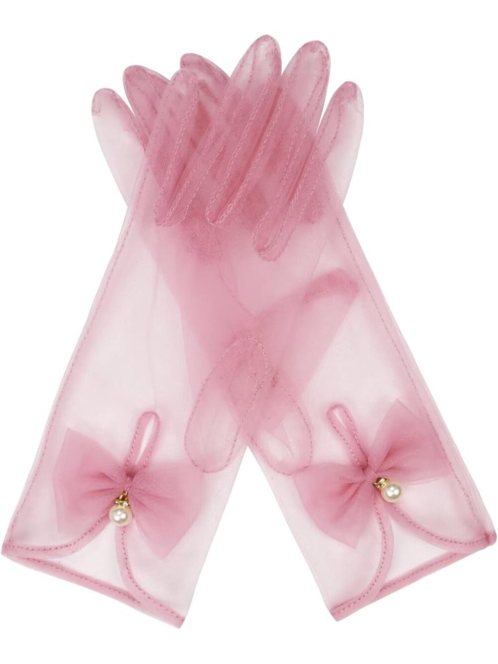 Women's Dusty Rose Wrist Length Vintage Accessories Elegant Short Mesh Gloves
